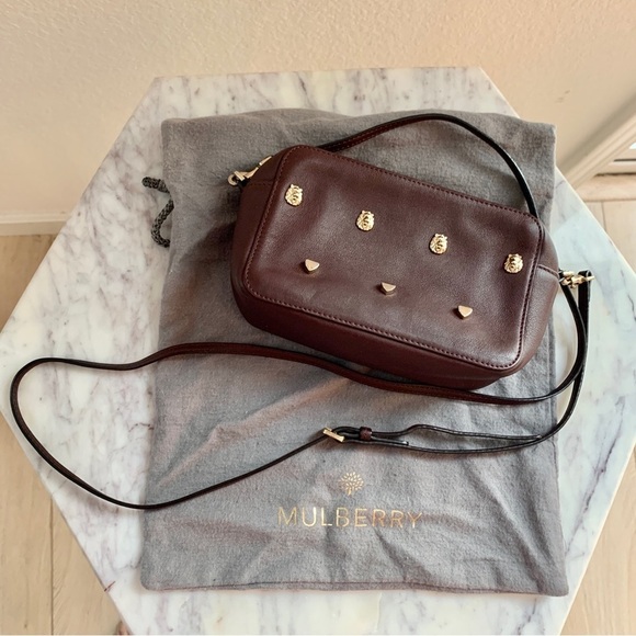🦁 Mulberry x Cara Delevingne Mini Bag in Oxblood with Lion & Heart Rivets - Picture 1 of 17